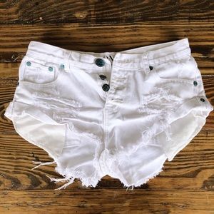 One Teaspoon White Denim Shorts